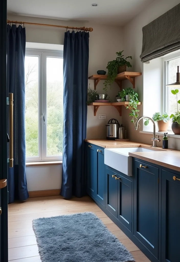 12 Navy Blue Kitchen Ideas for Deep Modern Sophisticated Color 9. Navy Blue Rugs and Textiles