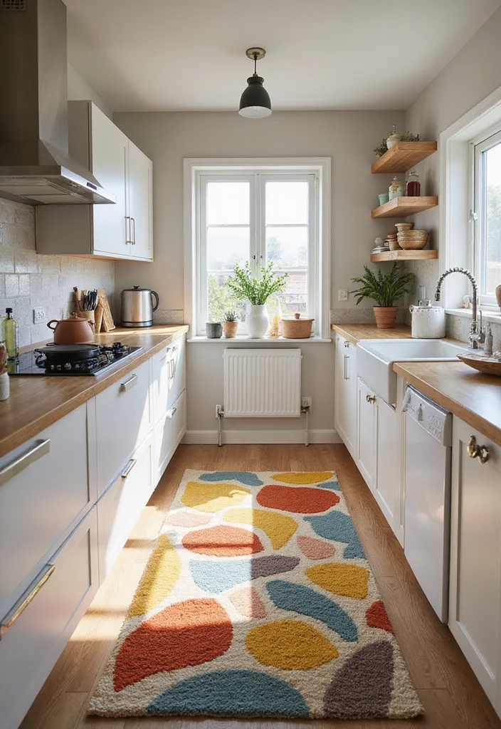 12 Pink Kitchen Ideas for Soft Playful Charming Style - 10. Playful Rugs