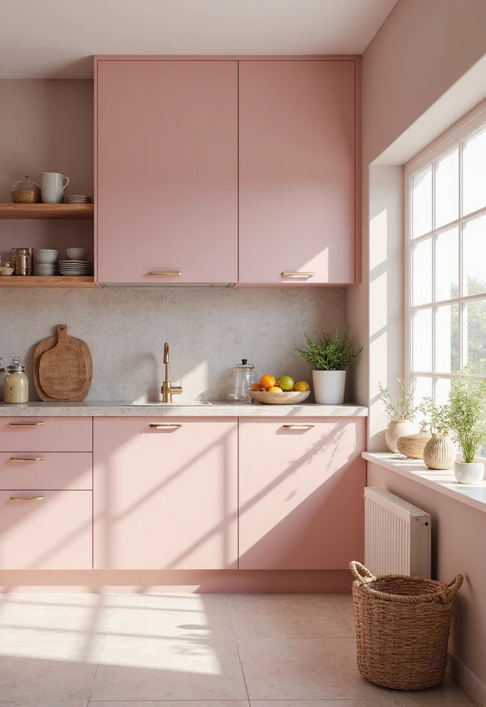 12 Pink Kitchen Ideas for Soft Playful Charming Style - 3. Feminine Wall Colors