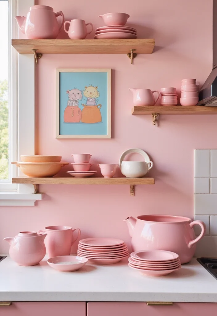 12 Pink Kitchen Ideas for Soft Playful Charming Style - 4. Playful Kitchen Accessories