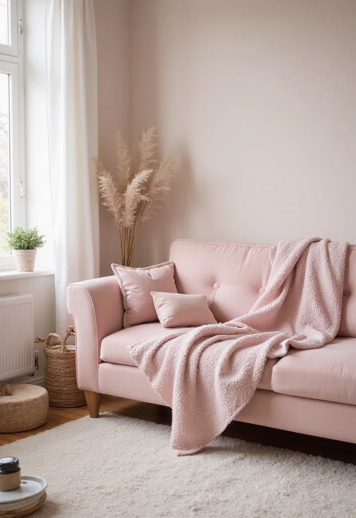 12 Pink Sofa Living Room Ideas for Playful Bright Chic Style - 10. Soft Neutrals