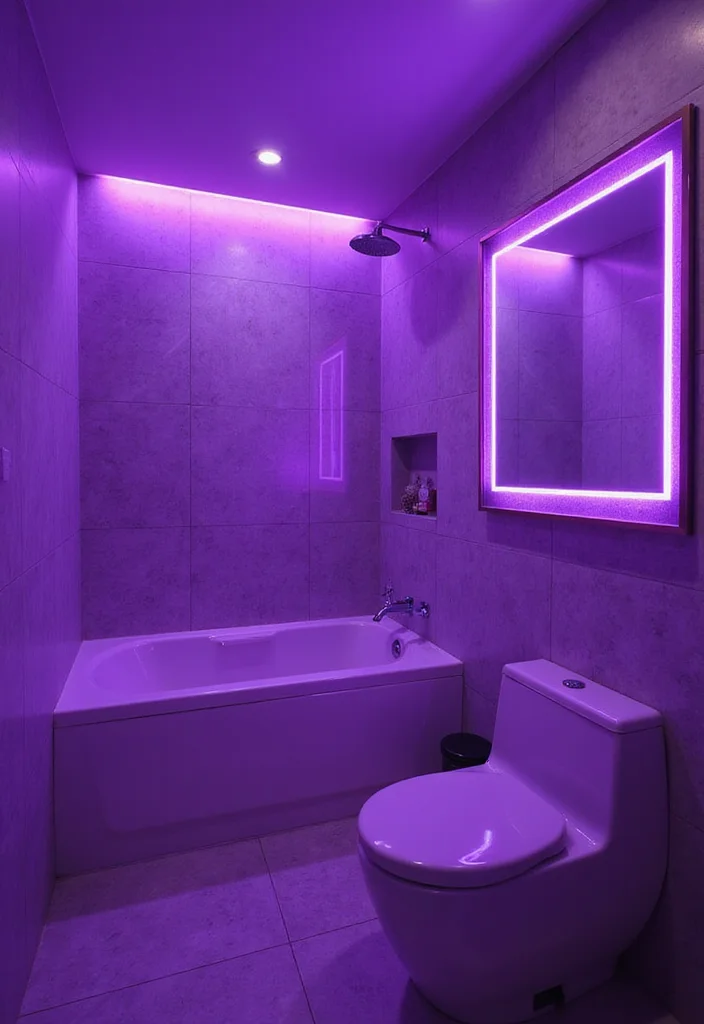 12 Purple Bathroom Ideas for Soft Elegant Bold Style - 10. Purple Lighting Fixtures