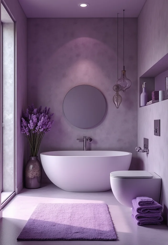12 Purple Bathroom Ideas for Soft Elegant Bold Style - 12. Purple Spa Vibes