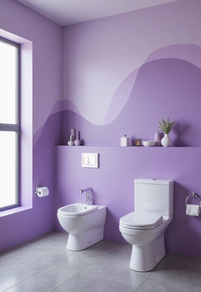 12 Purple Bathroom Ideas for Soft Elegant Bold Style - 4. Ombre Purple Design