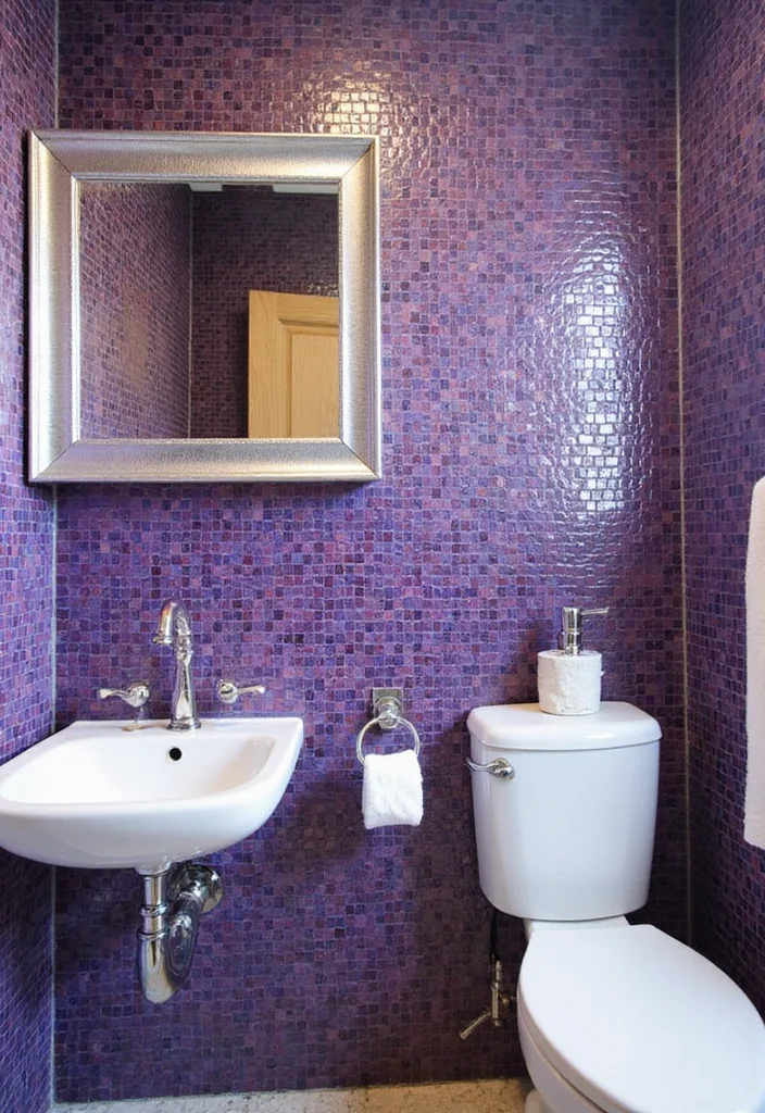 12 Purple Bathroom Ideas for Soft Elegant Bold Style - 9. Purple Mosaic Tile