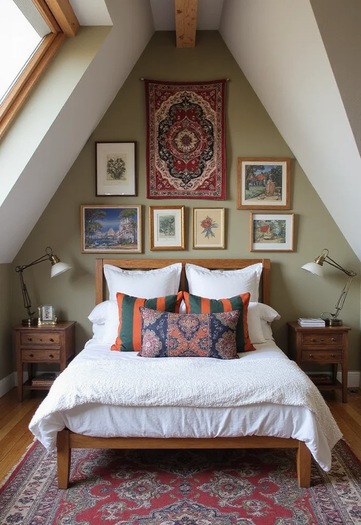 12 Small Attic Bedroom Ideas for Cozy Creative Sloped Spaces - 5. Artistic Wall Decor
