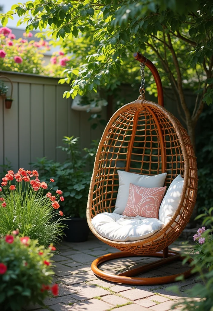 12 Small Backyard Furniture Ideas for Cozy Practical Seating 12 12 Small Backyard Furniture Ideas for Cozy Practical Seating 2. Hanging Chairs for a Relaxing Vibe