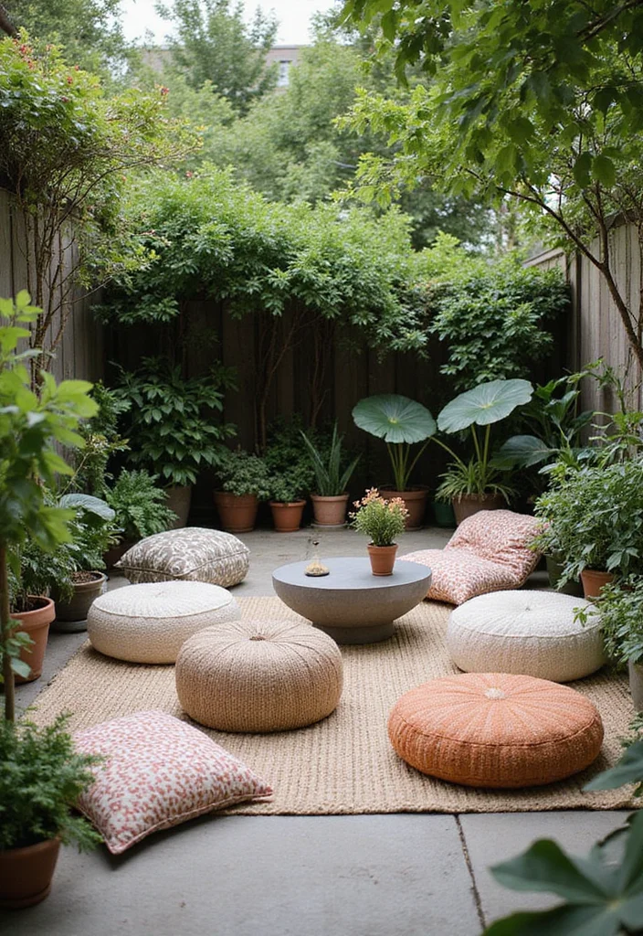 12 Small Backyard Furniture Ideas for Cozy Practical Seating 34 12 Small Backyard Furniture Ideas for Cozy Practical Seating 4. Low Seating for Ground Level Comfort