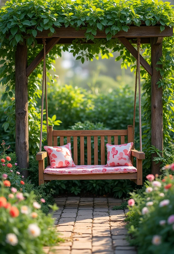 12 Small Backyard Furniture Ideas for Cozy Practical Seating 78 12 Small Backyard Furniture Ideas for Cozy Practical Seating 8. Garden Swing for Leisure