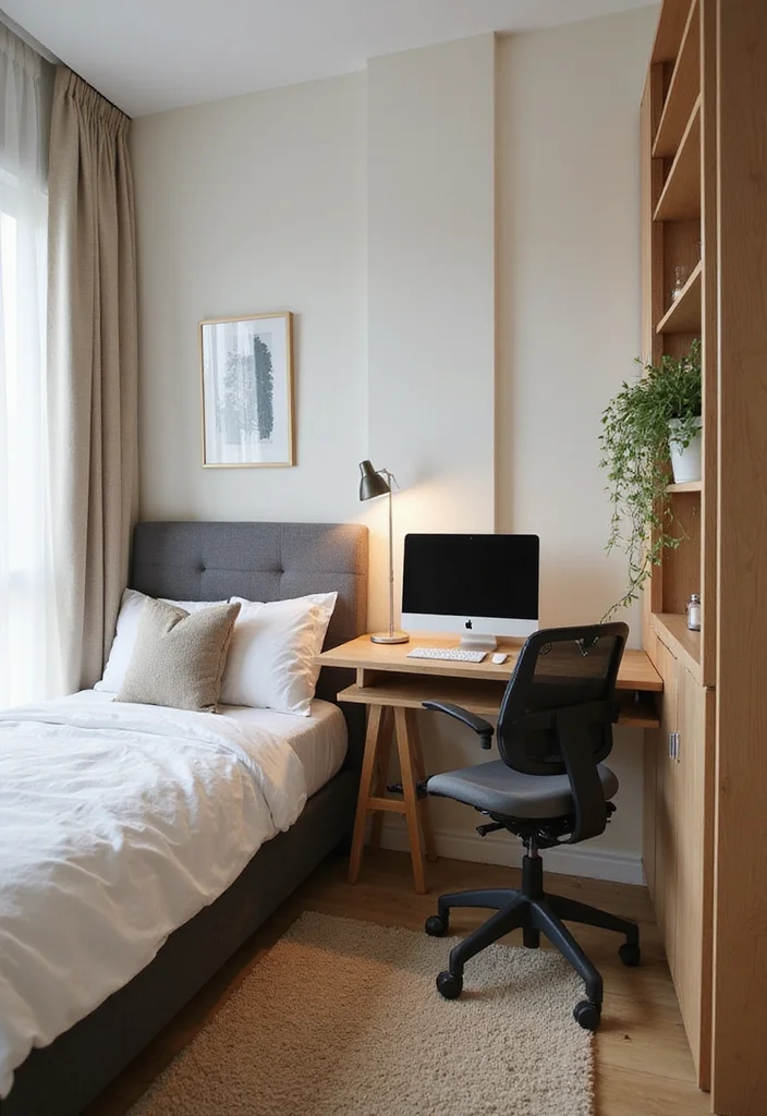12 Small Couple Bedroom Ideas for Comfortable Practical Sharing - 12. Create a Shared Workspace