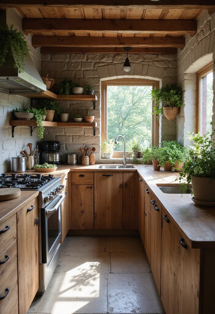 12 Small Farmhouse Kitchen Ideas for Warm Rustic Efficient Living - 9. Natural Elements