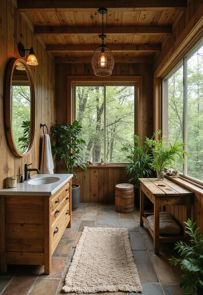 12 Tiny House Bathroom Ideas for Smart Compact Functional Layouts - 1. Nature-Inspired Materials