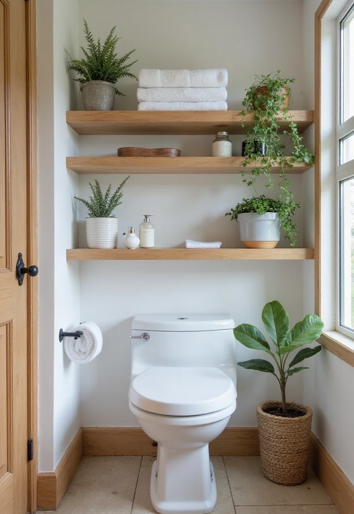 12 Tiny House Bathroom Ideas for Smart Compact Functional Layouts - 11. Open Shelving