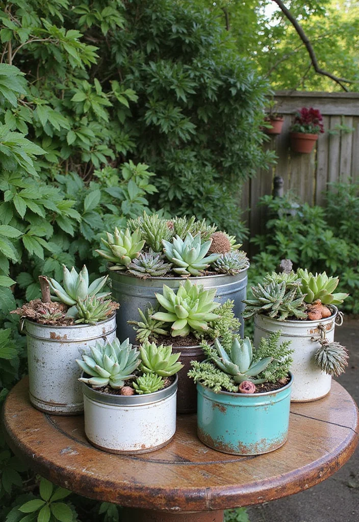 12 Vintage Backyard Ideas for Charming Timeless Outdoor Style 12. Vintage Succulent Displays
