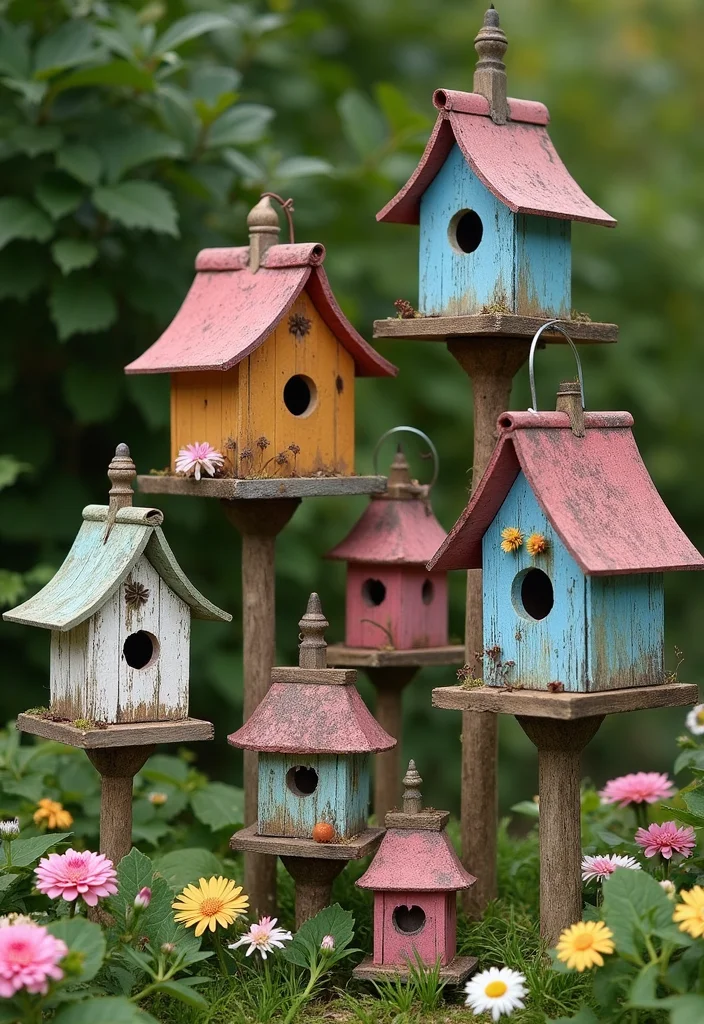 12 Vintage Backyard Ideas for Charming Timeless Outdoor Style 5. Vintage Birdhouses
