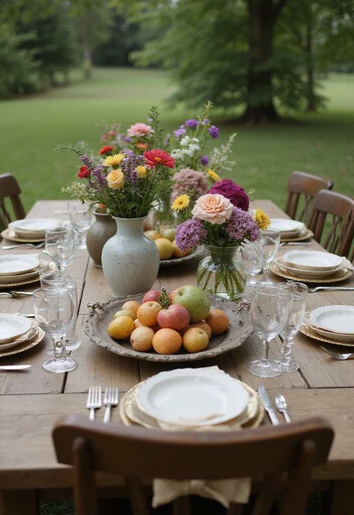 12 Vintage Backyard Ideas for Charming Timeless Outdoor Style 8. Vintage Table Centerpieces
