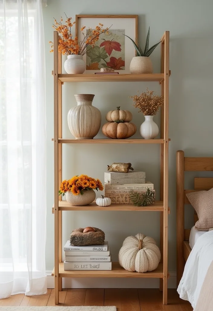 12 Wall Shelf Ideas Bedroom for Simple Clean Organized Display - 12. Seasonal Rotating Shelves: Keep It Fresh