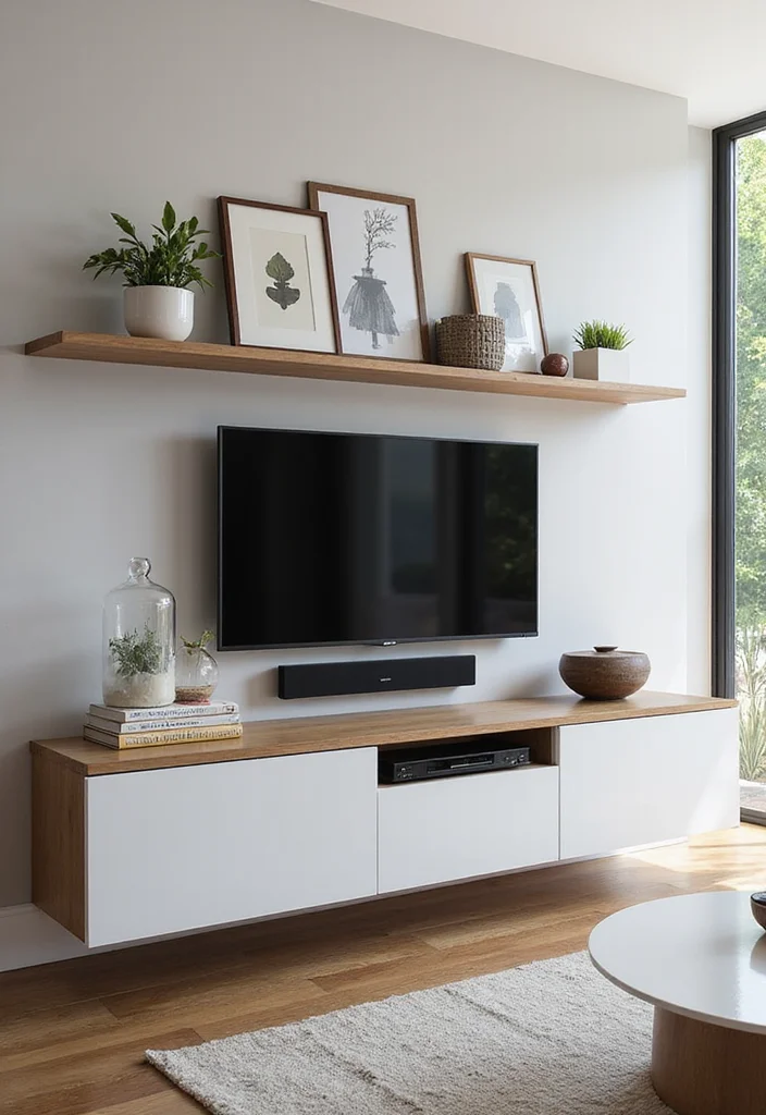 12 Wall Unit Ideas Living Room for Organized Stylish Storage - 5. Floating Media Centers for Modern Living