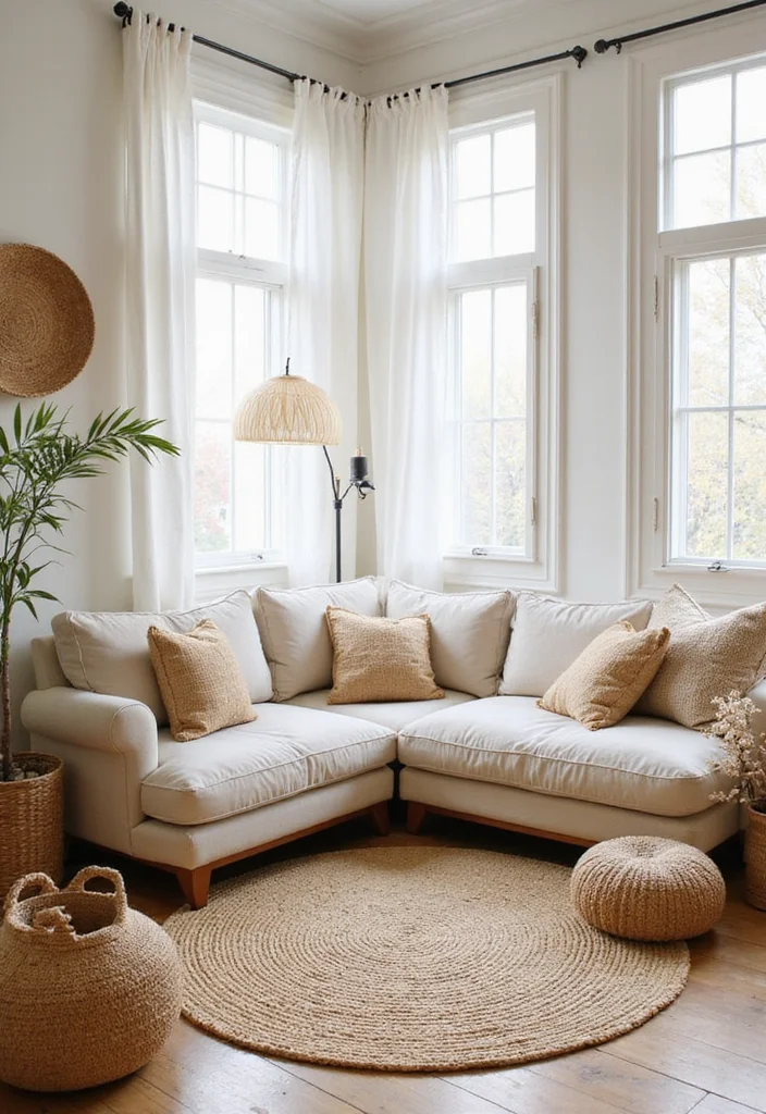 12 White Wall Living Room Ideas for Bright Fresh Minimal Style - 1. Embrace Natural Textures