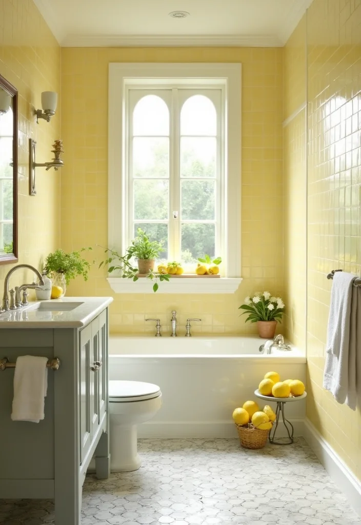 12 Yellow Bathroom Ideas for Bright Cheerful Sunny Energy - 2. Lemonade Color Scheme