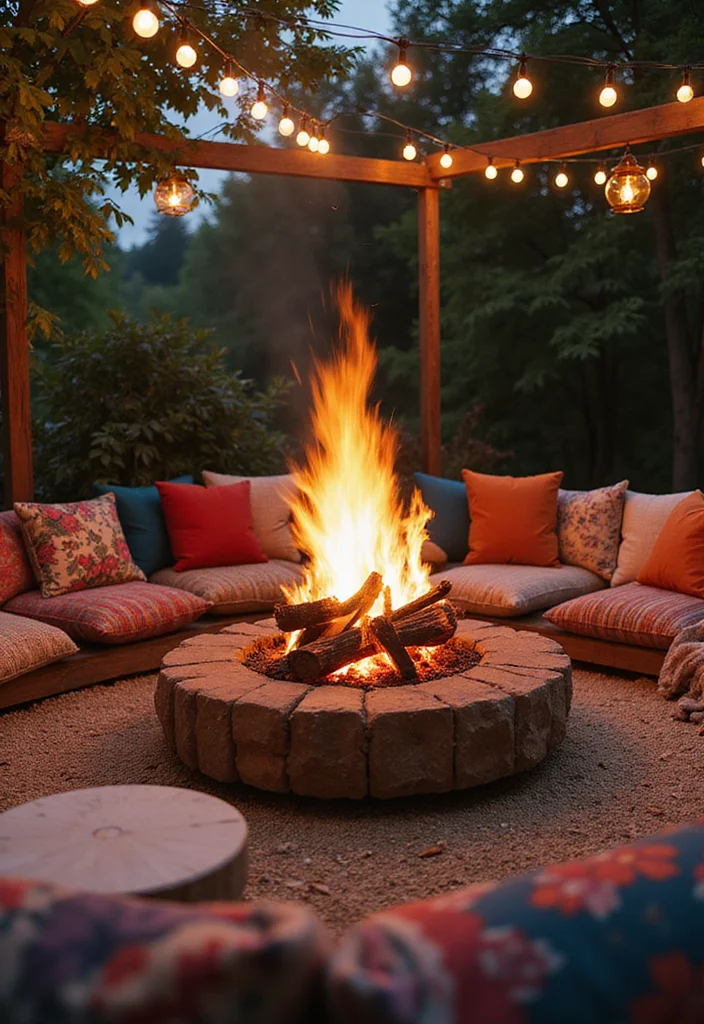 14 Aesthetic Backyard Ideas for Trendy Pretty Outdoor Spaces - 11. Bohemian Style Fire Pits