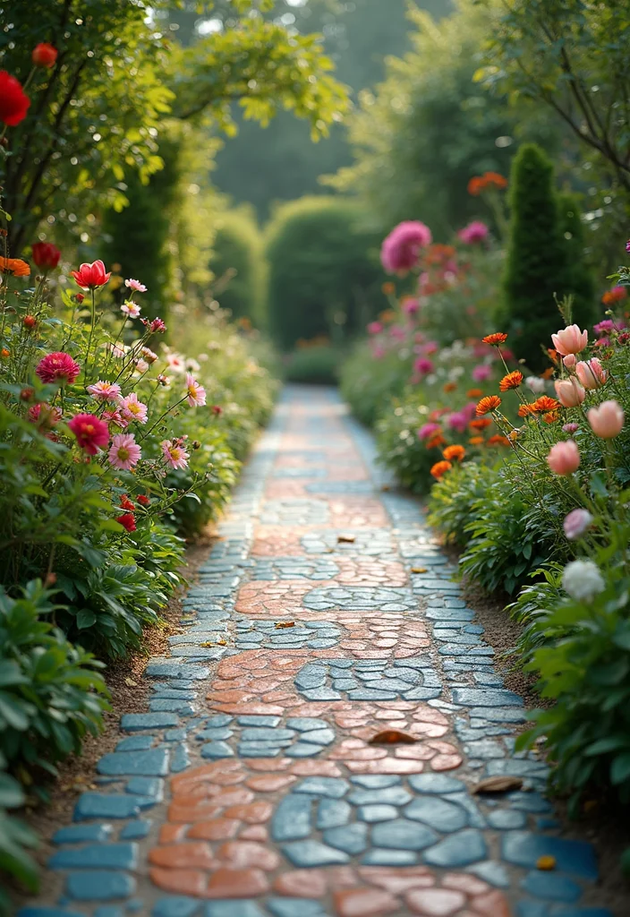 14 Aesthetic Backyard Ideas for Trendy Pretty Outdoor Spaces - 4. Artistic Mosaic Pathways