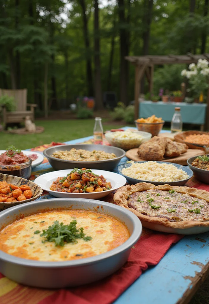 14 Backyard Gathering Ideas for Warm Social Outdoor Moments 67 14 Backyard Gathering Ideas for Warm Social Outdoor Moments 7. Themed Potluck Dinner