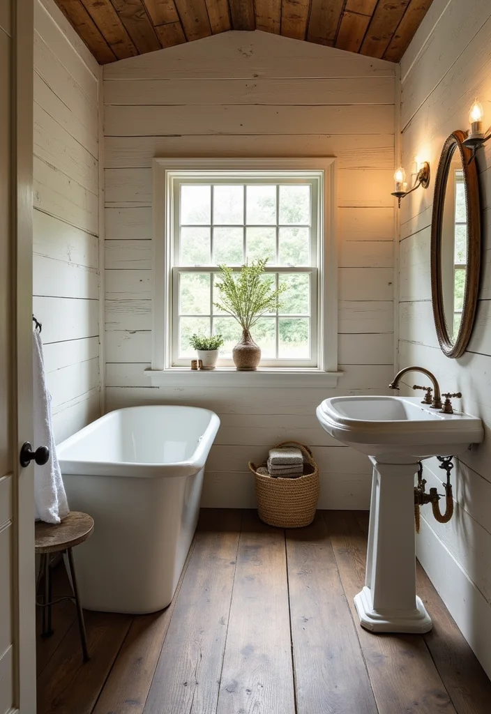14 Beautiful Bathroom Ideas for Bright Stylish Relaxing Spaces - 5. Rustic Farmhouse Charm