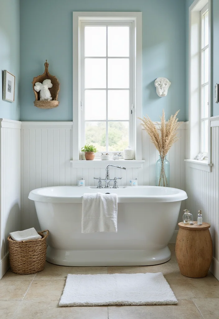 14 Beautiful Bathroom Ideas for Bright Stylish Relaxing Spaces - 6. Bright and Airy Coastal Escape