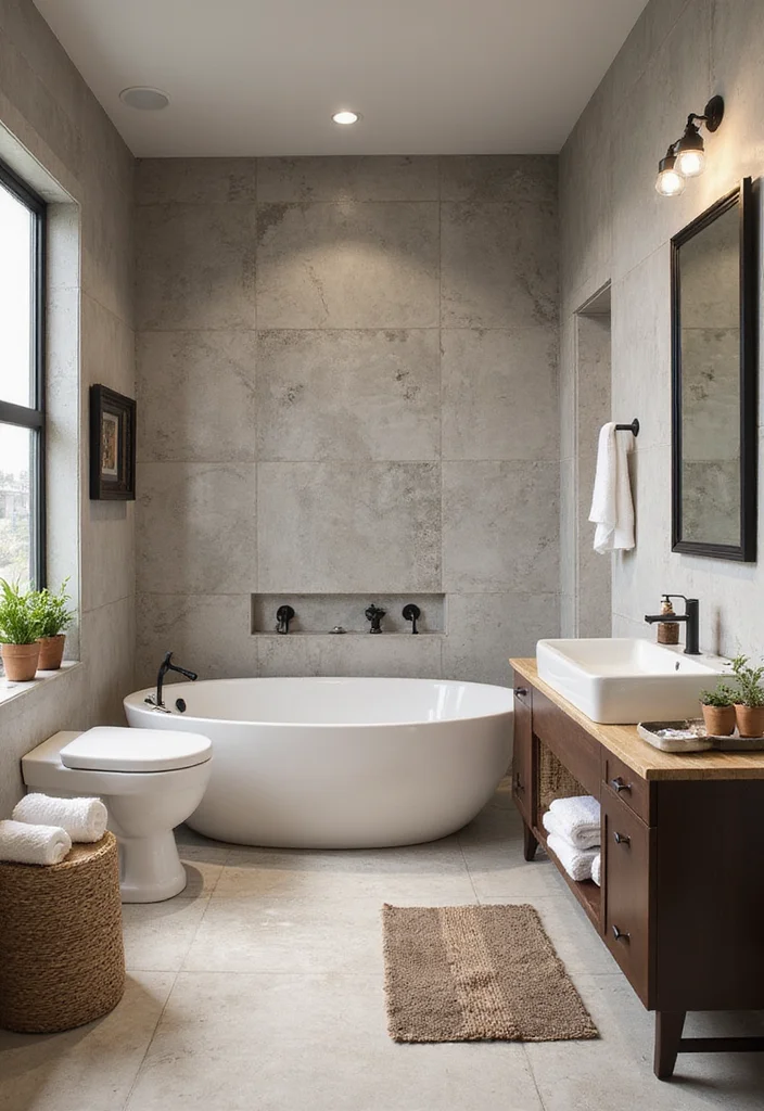 14 Mediterranean Bathroom Design Ideas for Warm Textured Coastal Style 133 14 Mediterranean Bathroom Design Ideas for Warm Textured Coastal Style - 13. Modern Coastal Decor