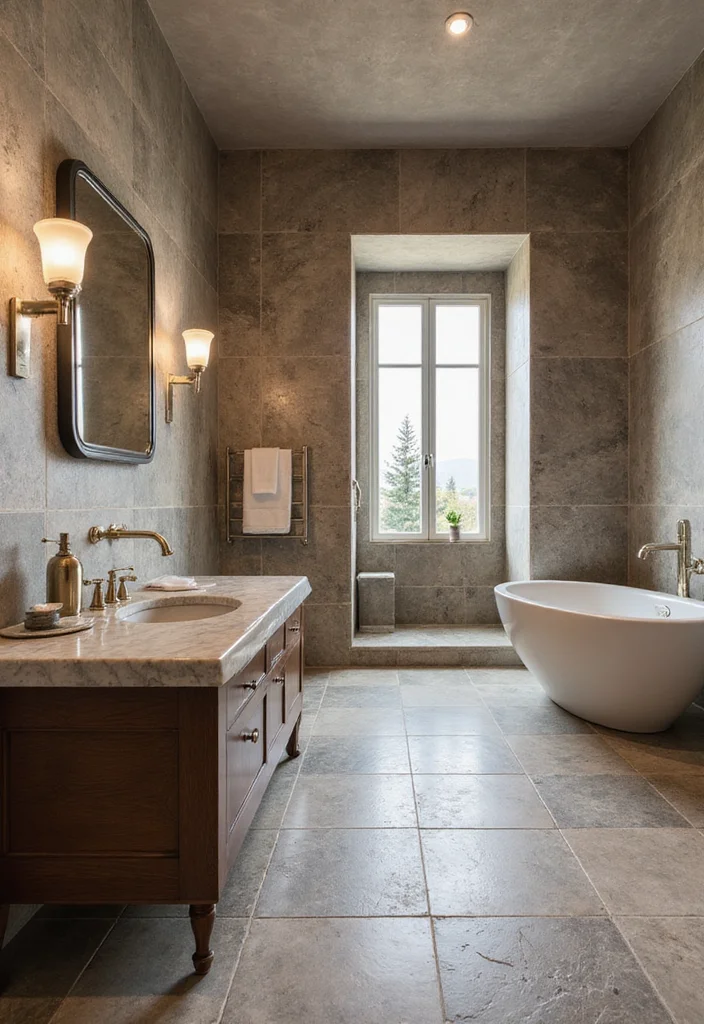 14 Mediterranean Bathroom Design Ideas for Warm Textured Coastal Style 23 14 Mediterranean Bathroom Design Ideas for Warm Textured Coastal Style - 3. Natural Stone Features