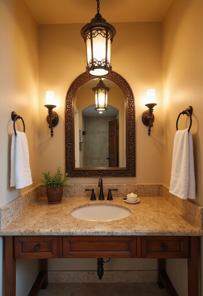 14 Mediterranean Bathroom Design Ideas for Warm Textured Coastal Style 45 14 Mediterranean Bathroom Design Ideas for Warm Textured Coastal Style - 5. Mediterranean-Style Lighting