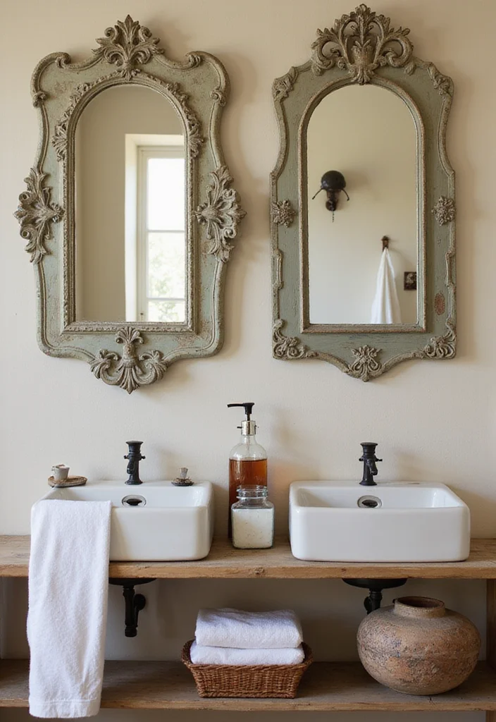 14 Mediterranean Bathroom Design Ideas for Warm Textured Coastal Style 89 14 Mediterranean Bathroom Design Ideas for Warm Textured Coastal Style - 9. Vintage Accessories