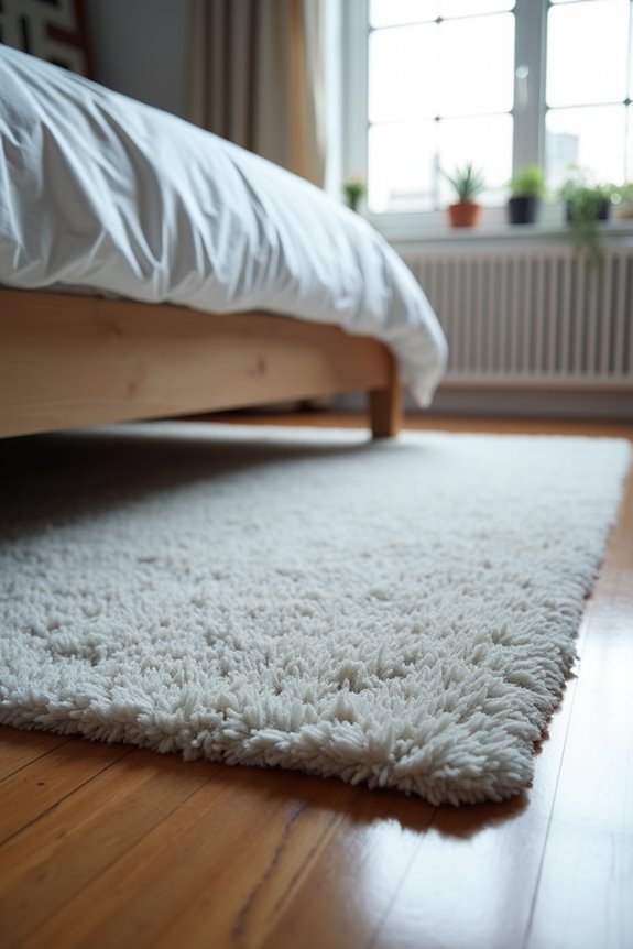 7 Tips on Where to Place a Rug in Your Bedroom 3 28 inches of bed edge clearance