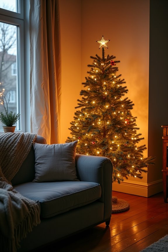behind sofa slim tree depth illusion