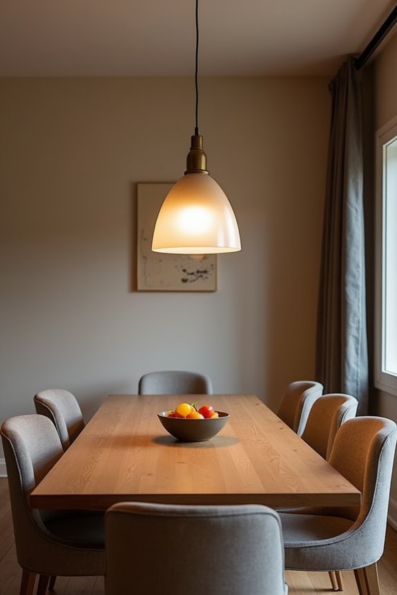 center the chandelier above table by shape