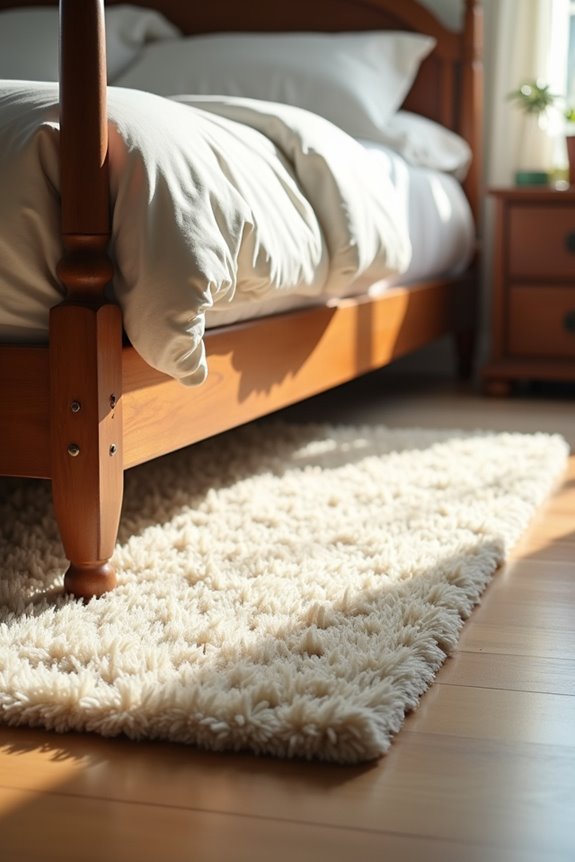 7 Tips on Where to Place a Rug in Your Bedroom 1 extend rug at least one third under bed