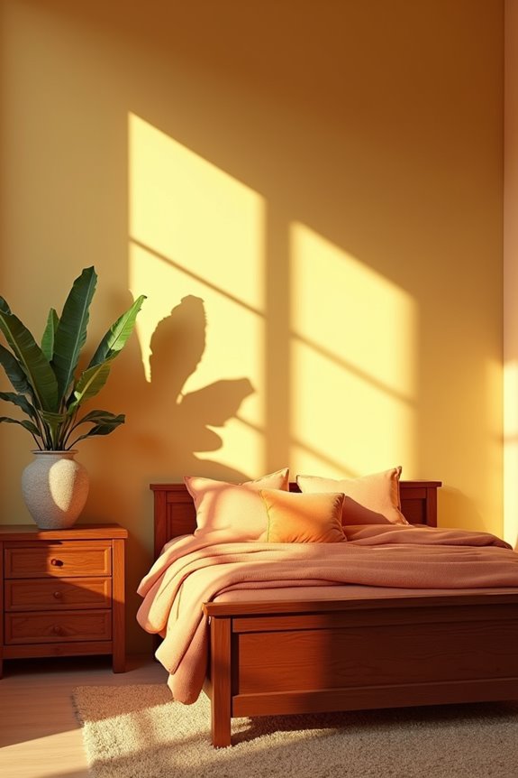 5 Colors That Go Perfectly With Cherry Wood Bedroom Furniture 4 light yellow and terracotta harmony
