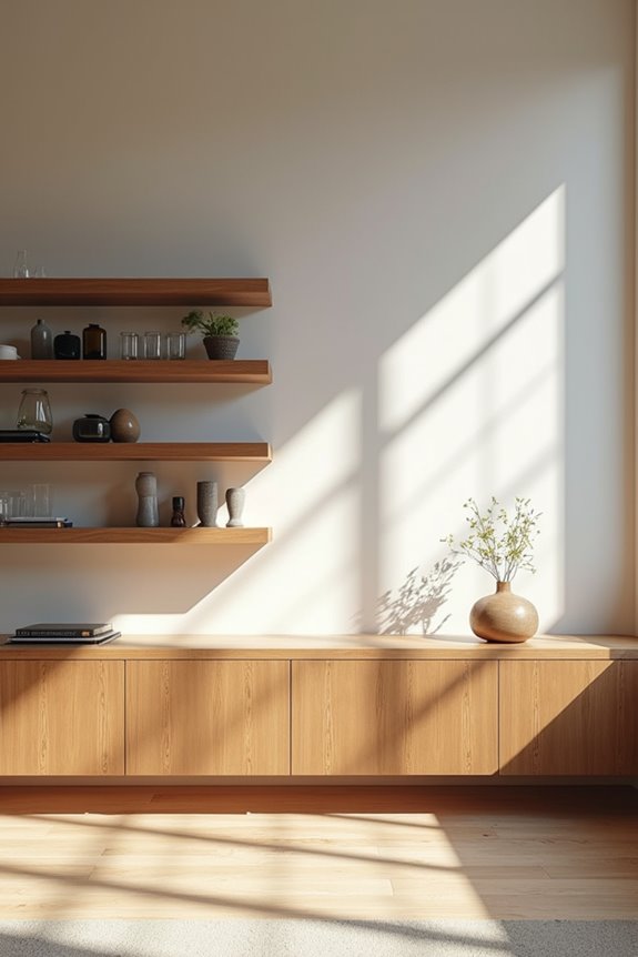 10 Creative Ways to Do Something With an Empty Wall in Your Living Room 6 modular shelves meet display vignette