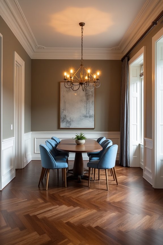 7 Dining Room Colors That Match Walnut Floors Perfectly 6 testing paint samples in room across lighting conditions