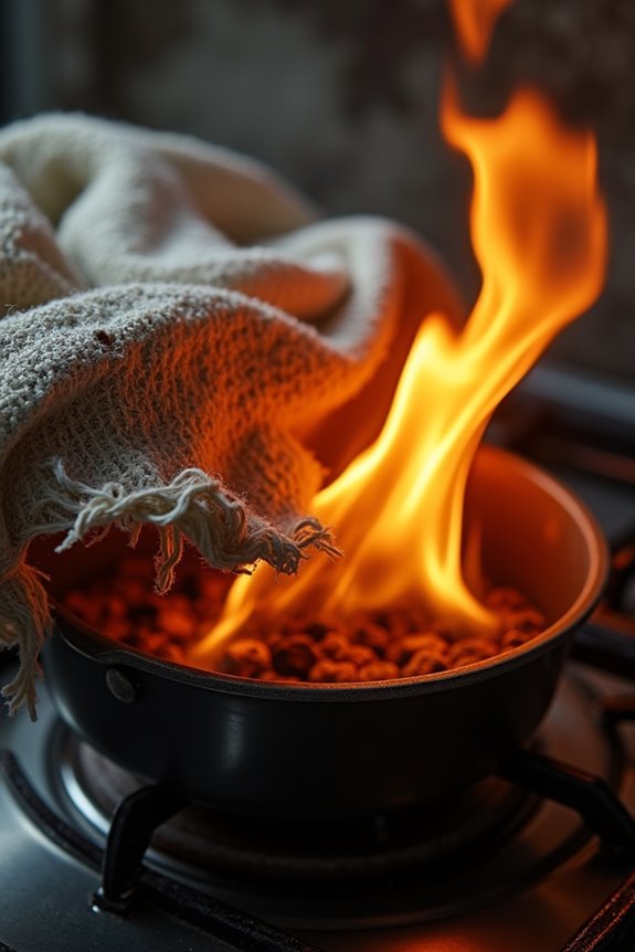 towels heat smoke charring warning